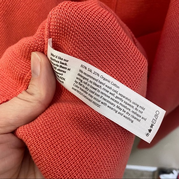 Eileen Fisher coral cardigan Women’s Silk Organic Cotton Blend Open Sweater - Picture 2 of 5